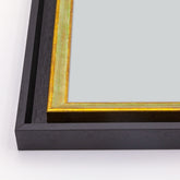 Cornice Moderna su Misura - Modello Light Nolan a Cassetta Scalino Nero e Foglia Oro Verde